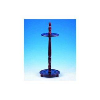 Peradon Circular Ten Cue Stand in mahogany finish, holds up to ten cues.