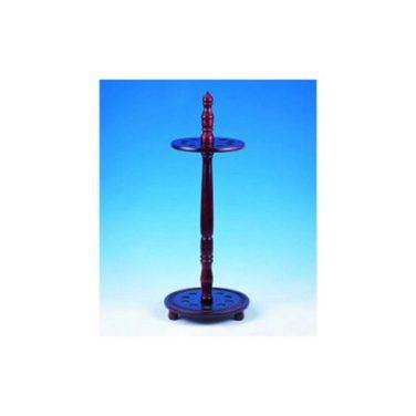 Peradon Circular Ten Cue Stand in mahogany finish, holds up to ten cues.