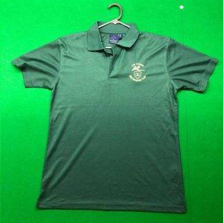 Green Cue Creator Polo Shirt with gold embroidered logo