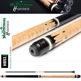 McDermott H851 Pool Cue with black urethane forearm and Birdseye maple handle