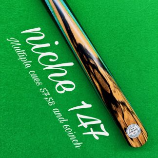 Niche Amateur Black and White Snooker Cue with turquoise and maple veneer