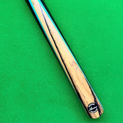 Niche Amateur Snooker Cue with Black and White Ebony Splice, Turquoise and Maple Veneer