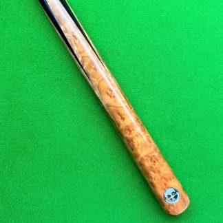 Cue Creator custom cue with double four secondary burl splices and 3/4 joint