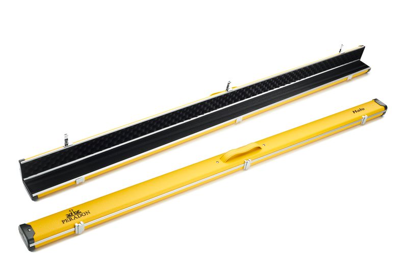 Peradon Halo wide 2592 yellow 2 section cue case long view aluminium snooker case full length