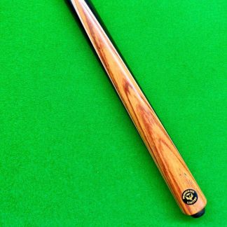 Butt view of the Phoenix Olivewood Single Face Splice Snooker Cue showing olivewood splice and single veneer
